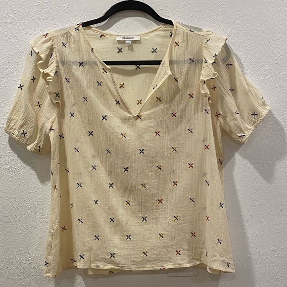 Madewell Embroidered ruffled top size S - Picture 2 of 9